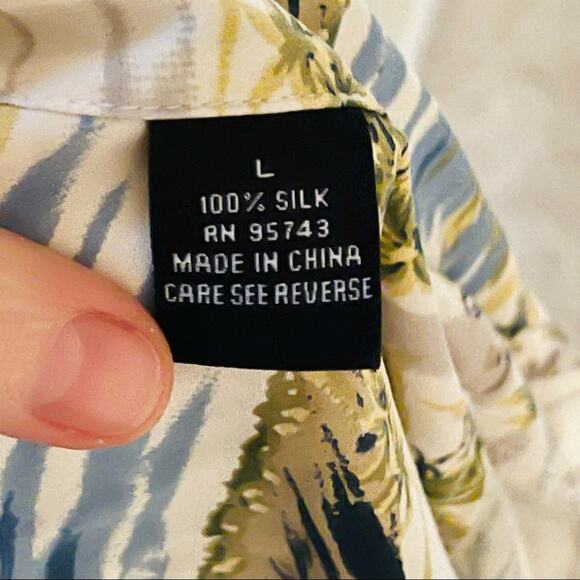 Mens Silk Hawaiian Shirt, Classic Style and Fit Label Silk silk Icon 100 Silk - Picture 6 of 7